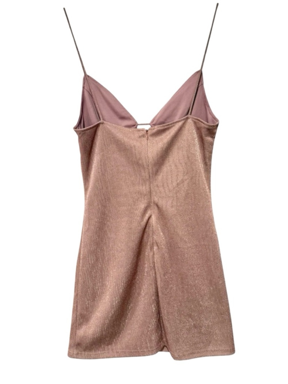 Superdown Brina Mini Dress Rose Gold Metallic Shimmer Cutout Small - Picture 2 of 10